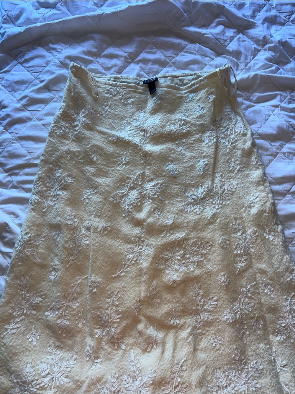 Eileen Fisher Cream A-Line Floral Brocade Skirt